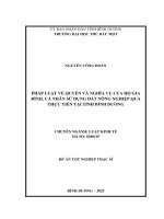 Luận văn pháp luật về quyền và nghĩa vụ của hộ gia Đình, cá nhân sử dụng Đất nông nghiệp qua thực tiễn tại tỉnh bình dương