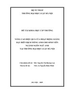 Đề tài nghiên cứu khoa học cấp Trường: Nâng cao hiệu quả của hoạt động giảng dạy biên dịch tiếng Anh cho sinh viên ngành ngôn ngữ Anh tại Trường Đại học Luật Hà Nội (Phần 1)