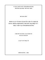 Luận văn pháp luật về bảo vệ quyền lợi của khách hàng trong hợp Đồng thương mại Điện tử   thực tiễn tại tỉnh bình dương