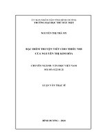 Luận văn Đặc Điểm truyện viết cho thiếu nhi của nguyễn thị kim hòa