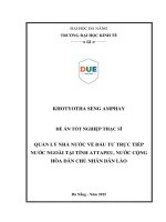 Quản lý nhà nước về Đầu tư trực tiếp nước ngoài tại tỉnh attapeu, nước cộng hòa dân chủ nhân dân lào