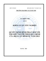 Khóa luận tốt nghiệp Luật học: Quyết định hình phạt đối với tội giết người theo quy định của Bộ luật Hình sự năm 2015