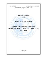 Khóa luận tốt nghiệp Luật học: Quyền chuyển đổi giới tính theo quy định của pháp luật dân sự Việt Nam