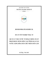 Quản lý nhà nước về hoạt Động xuất nhập khẩu hàng hóa tại tỉnh salavan, nước cộng hòa dân chủ nhân dân lào