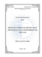 Khóa luận tốt nghiệp Luật học: Pháp luật về hoà giải thương mại ở một số quốc gia và kinh nghiệm cho Việt Nam