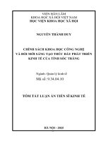 Tóm tắt chính sách khoa học công nghệ và Đổi mới sáng tạo thúc Đẩy phát triển kinh tế của tỉnh sóc trăng