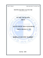 Khóa luận tốt nghiệp Luật học: Quyền được bảo vệ danh dự, nhân phẩm, uy tín