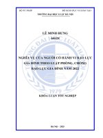 Khóa luận tốt nghiệp Luật học: Nghĩa vụ của người có hành vi bạo lực gia đình theo Luật Phòng, chống bạo lực gia đình năm 2022