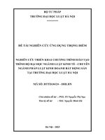 Đề tài nghiên cứu khoa học cấp Trường: Nghiên cứu triển khai chương trình đào tạo trình độ đại học ngành Luật Kinh tế - Chuyên ngành pháp luật kinh doanh bất động sản tại Trường Đại học Luật Hà Nội (Phần 1)