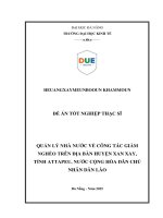 Quản lý nhà nước về công tác giảm nghèo trên Địa bàn huyện xan xay, tỉnh attapeu, nước cộng hòa dân chủ nhân dân lào