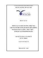 Luận văn pháp luật về bồi thường thiệt hại cho người tiêu dùng do hàng hóa không Đảm bảo chất lượng   thực tiễn Áp dụng tại tỉnh bình dương