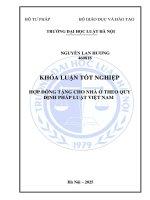 Khóa luận tốt nghiệp Luật học: Hợp đồng tặng cho nhà ở theo quy định pháp luật Việt Nam