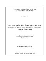 Luận văn pháp luật về bảo vệ quyền lợi người tiêu dùng trong lĩnh vực an toàn thực phẩm   thực tiễn tại tỉnh bình dương