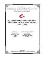IUH - DỰ ÁN ĐẦU TƯ NHÀ MÁY SẢN XUẤT VÀ KINH DOANH CÁC SẢN PHẨM ĐÚC CỦA CÔNG TY M&N