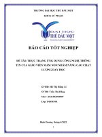 Thực trạng Ứng dụng công nghệ thông tin của giáo viên mầm non nhằm nâng cao chất lượng dạy học