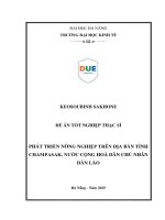 Phát triển nông nghiệp trên Địa bàn tỉnh champasak nước cộng hòa dân chủ nhân dân lào