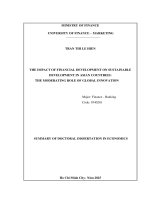 Tóm tắt tiếng anh tác Động của phát triển tài chính Đến phát triển bền vững tại các quốc gia châu Á vai trò Điều tiết của Đổi mới toàn cầu