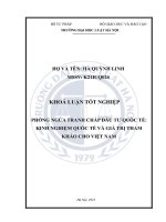 Khóa luận tốt nghiệp Luật học: Phòng ngừa tranh chấp đầu tư quốc tế: Kinh nghiệm quốc tế và giá trị tham khảo cho Việt Nam