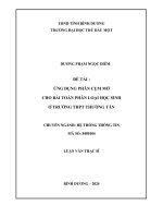 Luận văn Ứng dụng phân cụm mờ cho bài toán phân loại học sinh Ở trường thpt thường tân