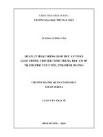 Luận văn quản lí hoạt Động giáo dục an toàn giao thông cho học sinh trung học cơ sở thành phố tân uyên, tỉnh bình dương