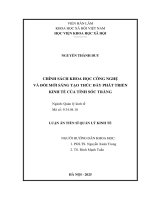 Chính sách khoa học công nghệ và Đổi mới sáng tạo thúc Đẩy phát triển kinh tế của tỉnh sóc trăng