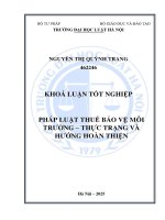 Khóa luận tốt nghiệp Luật học: Pháp luật thuế bảo vệ môi trường - Thực trạng và hướng hoàn thiện