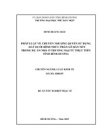 Luận văn pháp luật về chuyển nhượng quyền sử dụng Đất dưới hình thức phân lô bán nền trong dự Án nhà Ở thương mại từ thực tiễn tỉnh bình dương