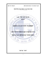 Khóa luận tốt nghiệp Luật học: Lỗi vô ý theo quy định của Bộ luật Hình sự năm 2015