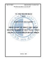 Khóa luận tốt nghiệp Luật học: Pháp luật về thuế thu nhập doanh nghiệp ở Việt Nam - Thực trạng và giải pháp hoàn thiện