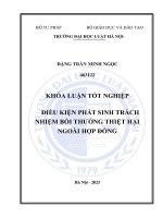 Khóa luận tốt nghiệp Luật học: Điều kiện phát sinh trách nhiệm bồi thường thiệt hại ngoài hợp đồng