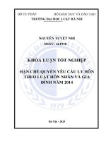 Khóa luận tốt nghiệp Luật học: Hạn chế quyền yêu cầu ly hôn theo Luật Hôn nhân và gia đình năm 2014