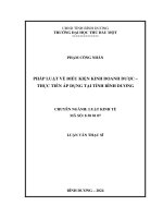 Luận văn pháp luật về Điều kiện kinh doanh dược   thực tiễn Áp dụng tại tỉnh bình dương