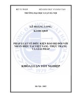 Khóa luận tốt nghiệp Luật học: Pháp luật về điều kiện bảo hộ đối với nhãn hiệu tại Việt Nam - Thực trạng và giải pháp