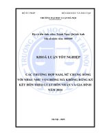 Khóa luận tốt nghiệp Luật học: Các trường hợp nam, nữ chung sống với nhau như vợ chồng mà không đăng ký kết hôn theo Luật Hôn nhân và gia đình năm 2014