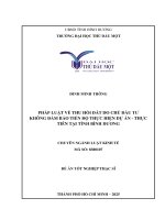 Luận văn pháp luật về thu hồi Đất do chủ Đầu tư không Đảm bảo tiến Độ thực hiện dự Án   thực tiễn tại tỉnh bình dương