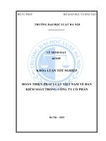 Khóa luận tốt nghiệp Luật học: Hoàn thiện pháp luật Việt Nam về ban kiểm soát trong công ty cổ phần