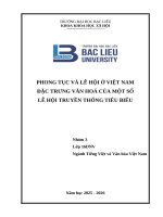 Phong tục và lễ hội Ở việt nam Đặc trưng văn hoá của một số lễ hội truyền thống tiêu biểu