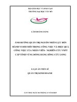 Ảnh hưởng quản trị nguồn nhân lực Đến hành vi Đổi mới trong công việc và hiệu quả công việc của nhân viên nghiên cứu vnpt cấp tỉnh vùng Đồng bằng sông cửu long