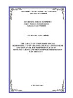 Tóm tắt tiếng anh  tác Động trách nhiệm xã hội của doanh nghiệp Đến sự gắn kết với tổ chức và kết quả làm việc của nhân viên các doanh nghiệp sản xuất chế biến tại thành phố cần thơ