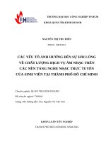 IUH - KLTN QTKD - CÁC YẾU TỐ ẢNH HƯỞNG ĐẾN SỰ HÀI LÒNG VỀ CHẤT LƯỢNG DỊCH VỤ ÂM NHẠC TRÊN CÁC NỀN TẢNG NGHE NHẠC TRỰC TUYẾN CỦA SINH VIÊN TẠI THÀNH PHỐ HỒ CHÍ MINH