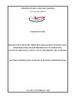 Tóm tắt tiếng anh Ảnh hƣởng quản trị nguồn nhân lực Đến hành vi Đổi mới trong công việc và hiệu quả công việc của nhân viên nghiên cứu vnpt cấp tỉnh vùng Đồng bằng sông cửu long