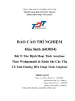 Bài 9 xác Định hoạt tính amylase theo wohgemuth & khảo sát các yếu tố Ảnh hưởng Đến hoạt tính amylase