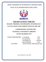 Graduation thesis major thermal engineering technology calculation and verification of the air conditioning system for national university library in ho chi minh city