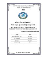 Quản lý dịch vụ Ô tô nội dung dịch và tóm tắt sách automotive service managerment