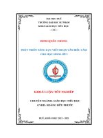 Phát triển năng lực viết Đoạn văn biểu cảm cho học sinh lớp 5