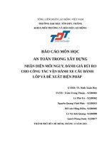 Báo cáo môn học an toàn trong xây dựng nhận diện mối nguy, Đánh giá rủi ro cho công tác vận hành xe cẩu bánh lốp và Đề xuất biện pháp
