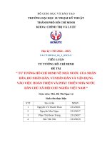 Tư tưởng hồ chí minh về nhà nước của nhân dân, do nhân dân, vì nhân dân và vận dụng vào việc hoàn thiện và phát triển nhà nước dân chủ xã hội chủ nghĩa việt nam