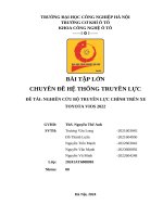 Bài tập lớn chuyên Đề hệ thống truyền lực Đề tài nghiên cứu bộ truyền lực chính trên xe toyota vios 2022