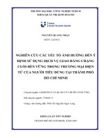 IUH - KLTN - NGHIÊN CỨU CÁC YẾU TỐ ẢNH HƯỞNG ĐẾN Ý ĐỊNH SỬ DỤNG DỊCH VỤ GIAO HÀNG CHẶNG CUỐI BỀN VỮNG TRONG THƯƠNG MẠI ĐIỆN TỬ CỦA NGƯỜI TIÊU DÙNG TẠI THÀNH PHỐ HỒ CHÍ MINH