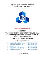 Tìm hiểu nội dung cơ sở lý thuyết, giải các bài tập thuật toán bằng matlab và nêu ra Ứng dụng